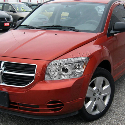 Dodge Caliber (06-12) фары передние линзовые хромированные, со светящимися ободками, комплект 2 шт.